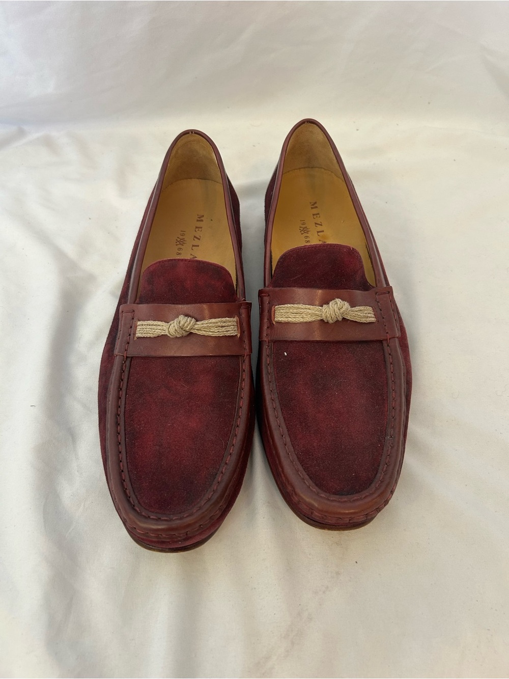 Mezlan Men’s Segura Suede Rope Tie Detail Slip On Leather Loafers Sz 9.5 Red‎